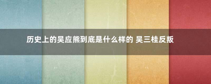 历史上的吴应熊到底是什么样的 吴三桂反叛时他又在做什么